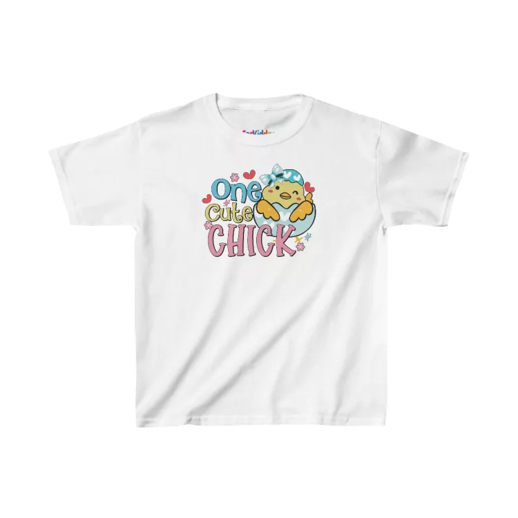 Girls One Cute Chick Easter Illustration Kid T-Shirt White