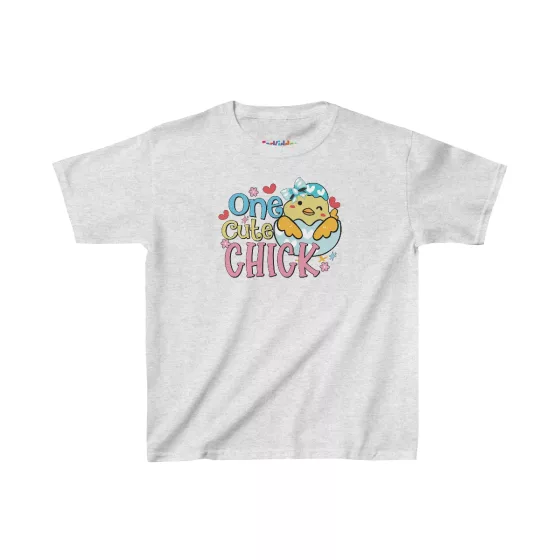 Girls One Cute Chick Easter Illustration Kid T-Shirt Gray