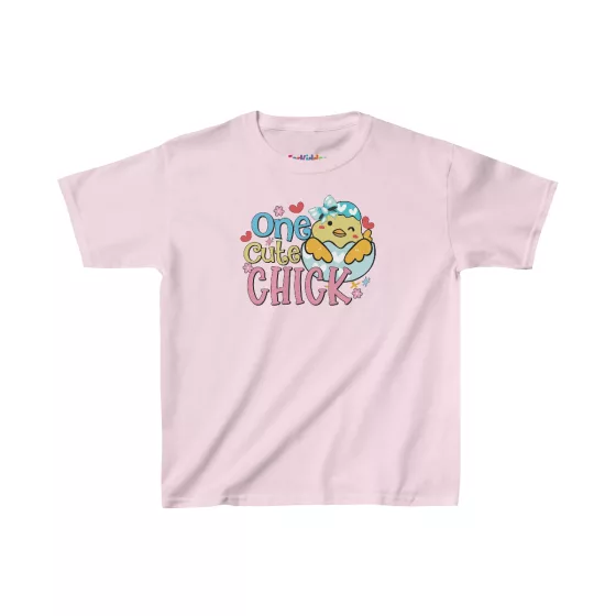 Girls One Cute Chick Easter Illustration Kid T-Shirt Pink