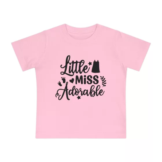 Girls Little Miss Adorable Baby Short Sleeve T-Shirt Pink