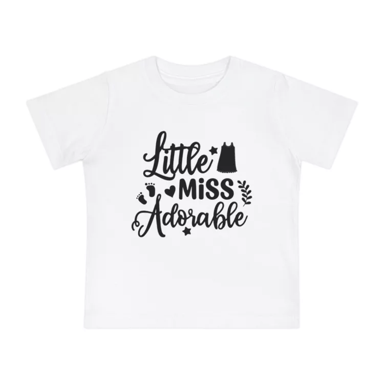 Girls Little Miss Adorable Baby Short Sleeve T-Shirt White