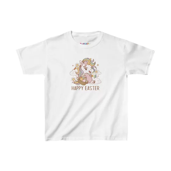 Girls Happy Easter Unicorn Illustration Kid T-Shirt