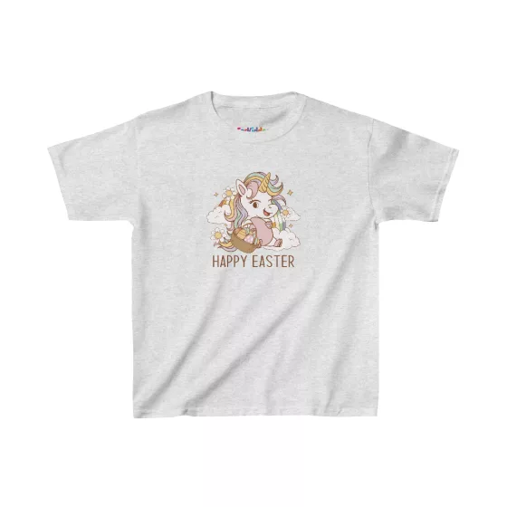 Girls Happy Easter Unicorn Illustration Kid T-Shirt