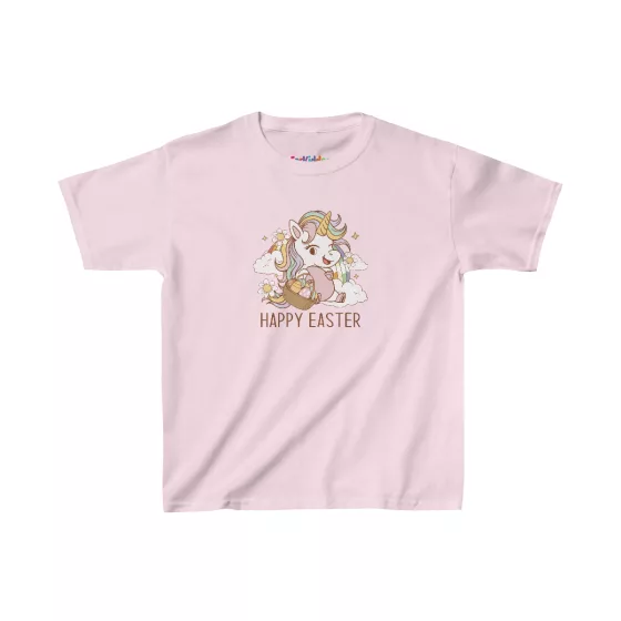 Girls Happy Easter Unicorn Illustration Kid T-Shirt