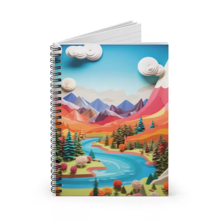 Colorful AI Generated Landscape Spiral Notebook - Ruled Line