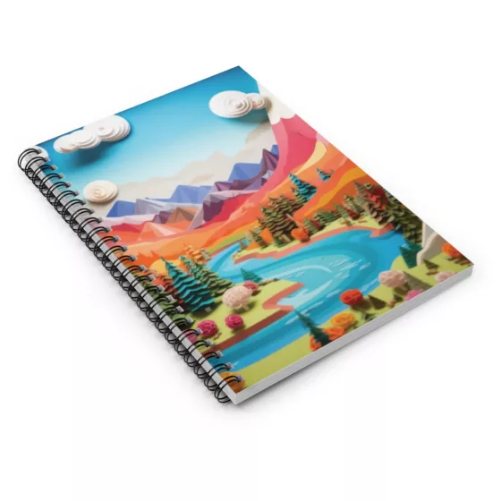 Colorful AI Generated Landscape Spiral Notebook - Ruled Line