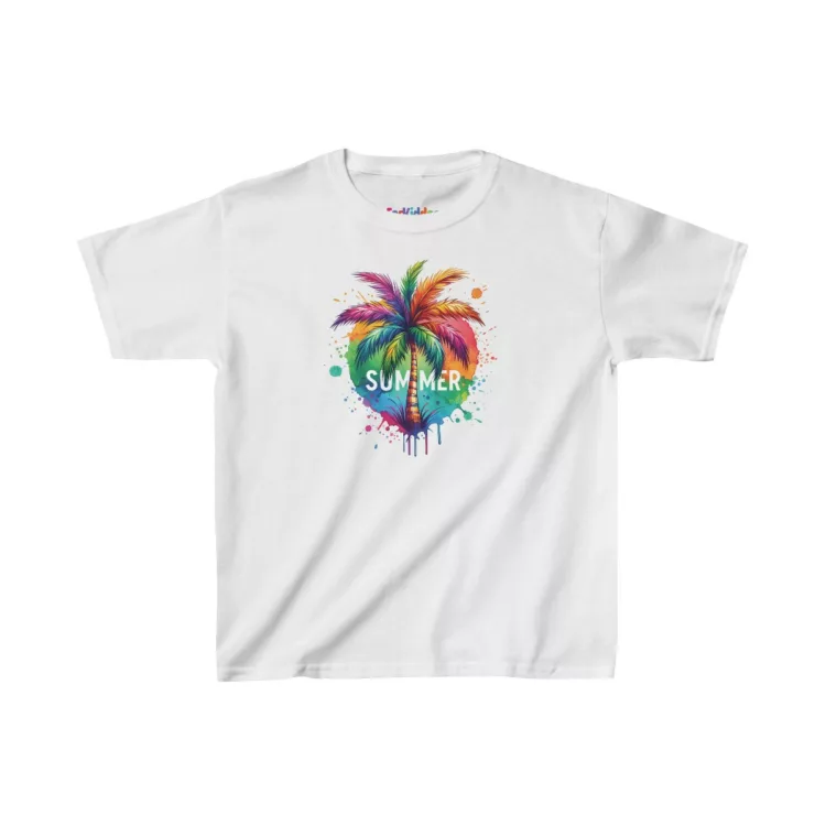 Girl Palm Tree Colorful Illustration Kid T-Shirt